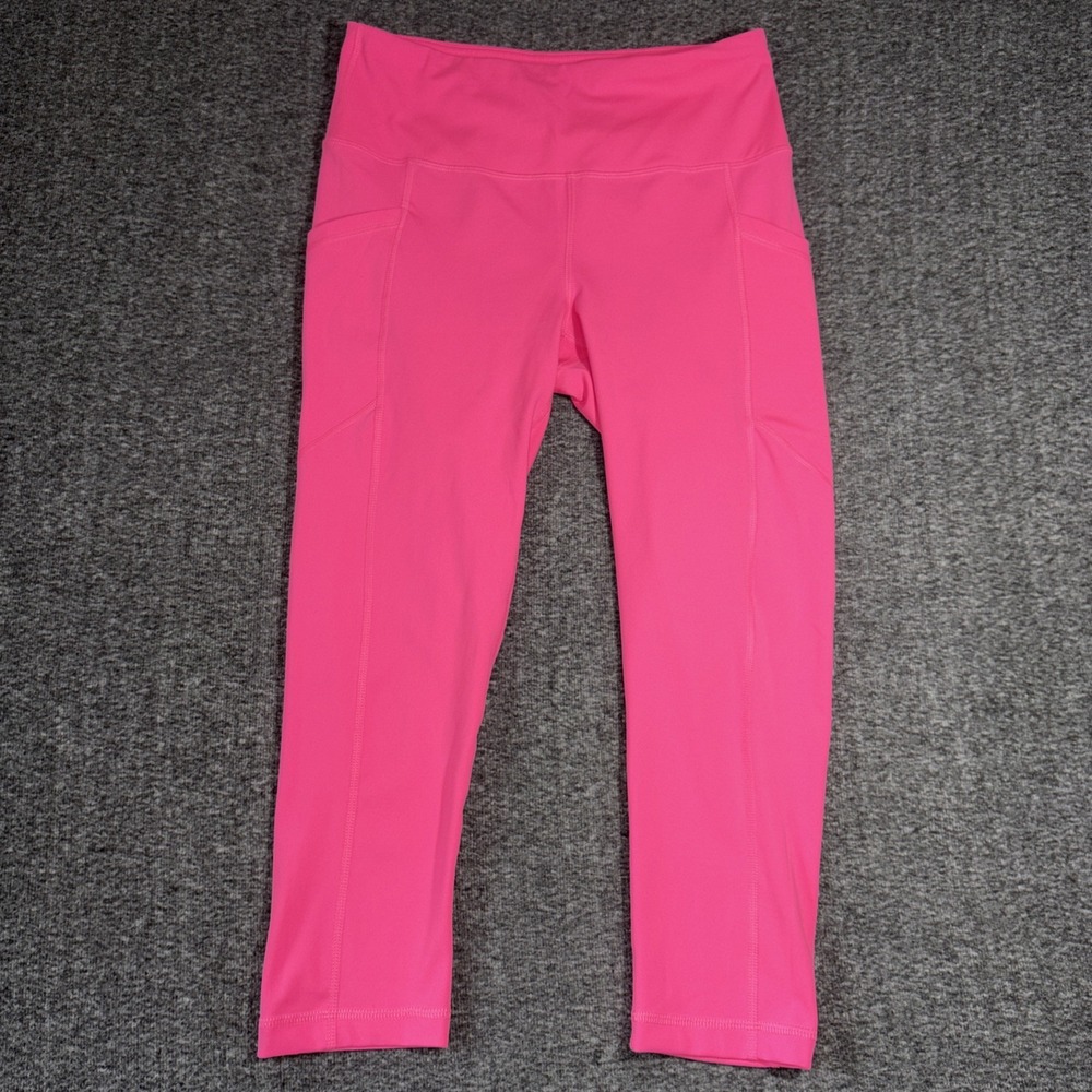 Yogalicious Lux Leggings Women Large Pink High Rise Side Pockets Workout